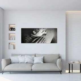 Obraz - Lotos v rukách Budhu (120x50 cm)