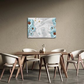 Obraz - 3D modré kvety (70x50 cm)
