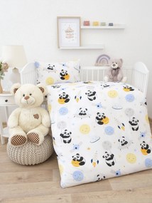 Bavlnené obliečky Renforcé do postieľky - Vesmírna panda 100 × 135 cm, 40 x 60 cm