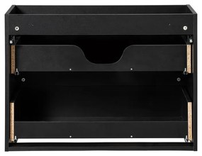 Závěsná skříňka Nova Black II s deskou a umyvadlem 80 cm černá/bílá
