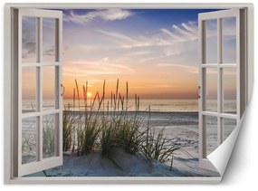 Gario Fototapeta Okno - západ slnka na pláži Materiál: Vliesová, Rozmery: 140 x 100 cm