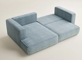 Svetlomodrá ženilková rozkladacia/s úložným priestorom rohová pohovka (ľavý roh/s leňoškou) Velto – Maison de Rêve