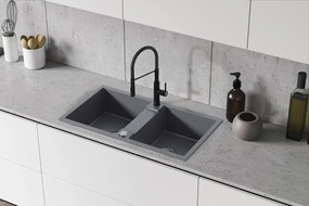 Kuchinox Rab, 2-komorový granitový drez 800x440x186 mm, šedá, LAV-SBF_520Y
