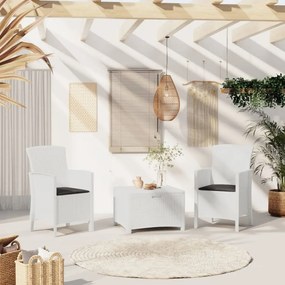 Záhradné stoličky 2 ks s podložkami PP ratan biele