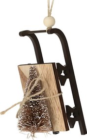Vianočné závesné sánky s bronzovým stromčekom 11 cm