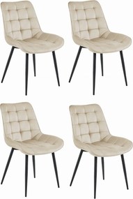 AKCIA Béžová zamatová stolička BERA s čiernymi nohami II. akosť