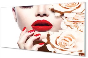 Obraz plexi Ruže červené pery žena 125x50 cm