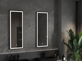 Mexen Coro podsvietené kúpeľňové zrkadlo 45 x 120 cm, LED 6000K, proti zahmlievaniu, čierny rám - 9817-045-120-611-70