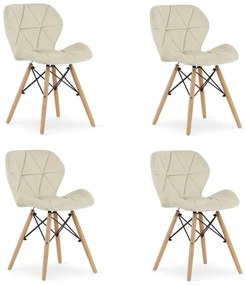 Set 4 zamatových kresiel LAGO - béžové