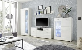 Vysoká vitrína Enrique, biely lesk