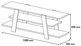 TV stolek FLOWER 120 cm žlutý/ořech