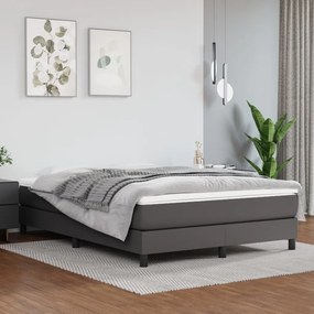 Boxspring posteľ s matracom sivá 140x190 cm umelá koža 3144259