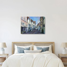 Sklenený obraz - Ulička starého mesta, akrylová maľba (70x50 cm)