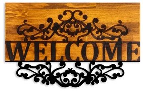 Nástenná dekorácia 58x36 cm vitajte drevo/kov