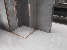 Mexen Velar L Duo, sprchový kút s posuvnými dverami 90 x 90 cm, 8mm číre sklo, medená matná, 871-090-090-02-03-65