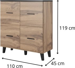 Komoda Lotta 110 cm dub wotan/čierna
