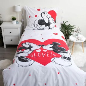 Jerry Fabrics Detské bavlnené obliečky Mickey and Minnie Love 05, 140 x 200 cm, 70 x 90 cm