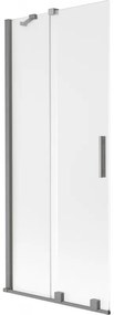 Mexen Velar, 2-krídlová posuvná vaňová zástena 80 x 150 cm, 8mm sklo námraza, brúsený grafit, 896-080-000-31-95