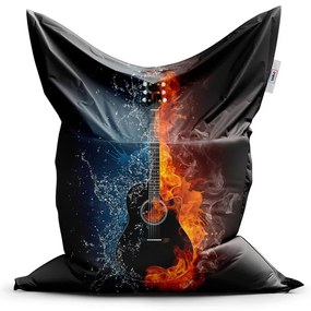 Sedací vak Classic ohnivá gitara, čierna