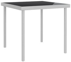Vonkajší jedálenský stôl svetlosivý 80x80x72 cm sklo a oceľ