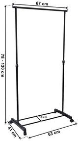 Vešiakový stojan BES na kolieskach čierny