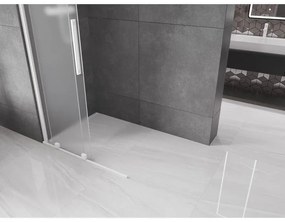 Mexen Velar, sprchová zástena s posuvnými dverami Walk-in 80 x 200 cm, 8mm sklo námraza, biela matná, 871-080-000-33-20