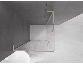 Mexen Velar L Duo, sprchový kút s posuvnými dverami 80 x 80 cm, 8mm číre sklo, brúsená oceľ, 871-080-080-02-03-97