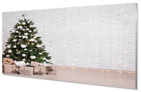 Sklenený obraz Ozdoby na vianočný stromček darčeky 125x50 cm