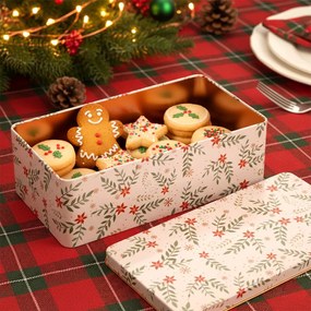 VILDE Plechová dóza na pečivo / sušienky, vianočný motív - 21,5 x 12 x 7 cm