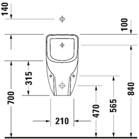 Duravit 828300000 - Pisoár D-CODE s horným prívodom a zadným odtokom, keramika, lesklá biela