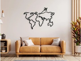 drevko Minimalistický obraz Mapa sveta - line art Rozmer obrazu: 45,5 x 65 cm, Farba dekorácie: Čierna