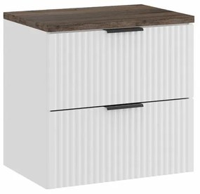 Závěsná skříňka pod umyvadlo Casad s deskou 60 cm bílá/dub santa fe vintage