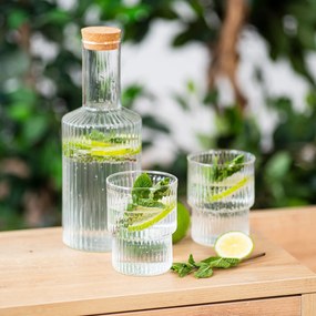 4Home Sklenená karafa s korkovou zátkou Serve, 1 l