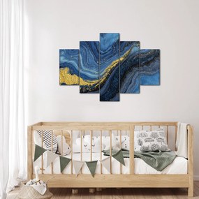 Obraz - Modro-zlatá abstrakcia (150x105 cm)
