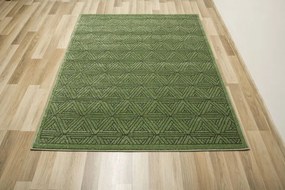 Koberec Teno F0336 fľaškovo zelený, geometrický / trojuholníky