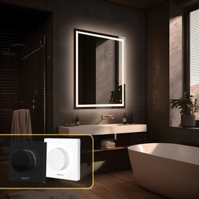 LED zrkadlo Moderna 60x90cm teplá biela - diaľkový ovládač Farba diaľkového ovládača: Čierna