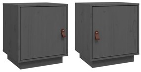 vidaXL Nočné stolíky 2 ks sivé 40x34x45 cm borovicový masív