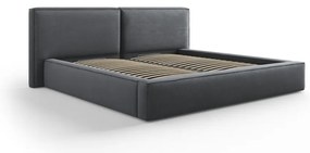 Tmavosivá čalúnená dvojlôžková posteľ s úložným priestorom a roštom 180x200 cm Arendal – Cosmopolitan Design