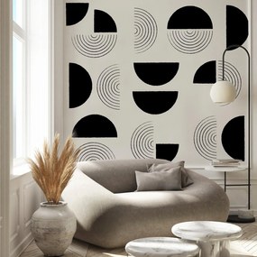 Fototapeta – Abstraktné kruhy čiernobiele (147x102 cm)