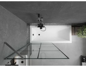 Mexen Next, 1-krídlová vaňová zástena 90 x 150 cm, 6mm číre sklo - čierny vzor, brúsený grafit, 895-090-000-00-77-66