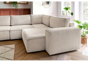 Krémovobiela menčestrová rohová pohovka (pravý roh) Nihad modular – Bobochic Paris