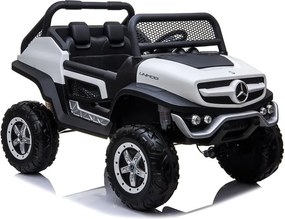 LEAN CARS Elektrické autíčko Mercedes Unimog 4x4 biele, LED, MP3