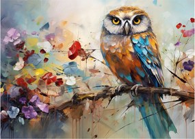 Sklenený obraz - Maľovaná sova (70x50 cm)