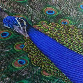 Obraz - Páv (s hodinami) (90x30 cm)