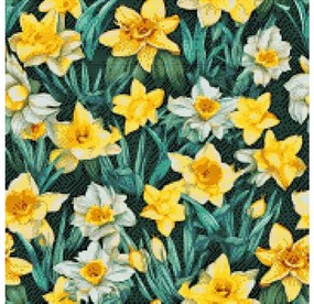 Gario Diamantové maľovanie Kvetinové pozadie Narcisy Rozmery: 50 x 50 cm, Rámovanie: Iba zrolované plátno, Diamanty: Okrúhle