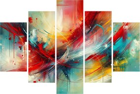 Obraz – Abstrakcia s červenou (150x105 cm)