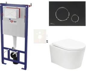Závesný wc set SAT BREVIS do ľahkých stien / predstenová vírové splachování SIKOSSBRTOR78K, 1 ks