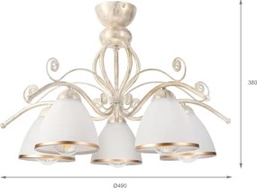 Brilagi - LED prisadený luster ANTICO 5xE27/60W/230V 3000K biela patina