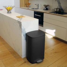 Spirella Pedálový odpadkový kôš soft-close Akira 30 l, matná čierna, 30 l