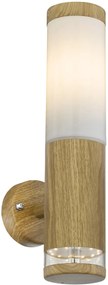 GLOBO Vonkajšie nástenné LED svietidlo JAICY, okrúhle, imitácia dreva